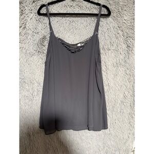 Torrid Gray Lace Up Front Cami Tank Top Size 2 Plus